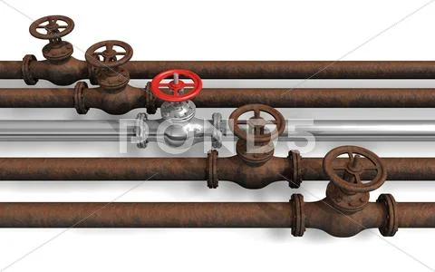 New pipeline within rusty ones Stock Illustration