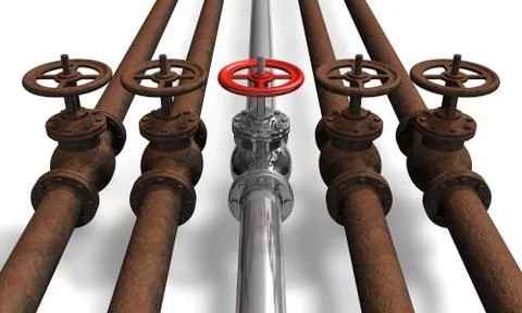 New pipeline within rusty ones Stock Illustration