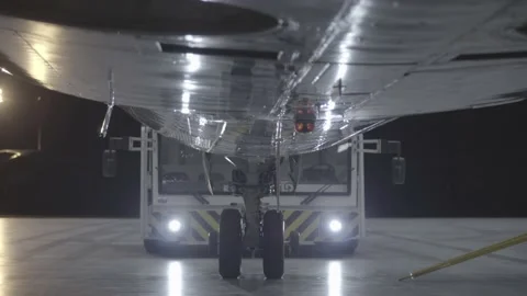 The new plane takes off from the hangar Stock Footage 164472088