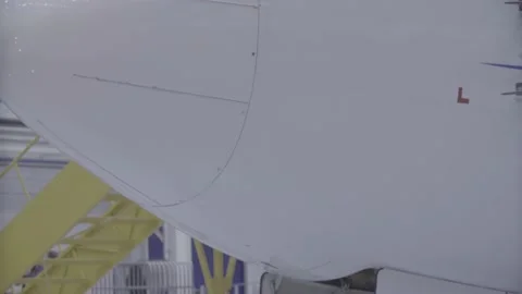 The new plane takes off from the hangar Stock Footage 164474277
