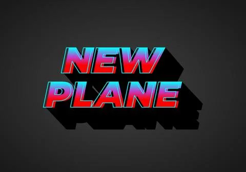 New plane. Text effect in 3D look. Gradient blue red color. Dark background Stock Illustration