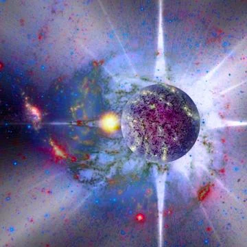 New planet on map of space. Stock Photos