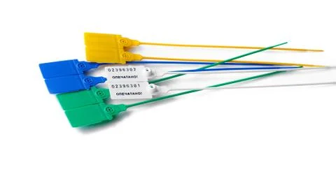 New plastic cargo seals of different colors Stock Photos