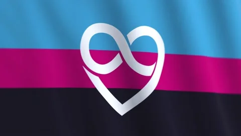 New Polyamorous Flag Rainbow waving. 3d Polyamory Pride Symbol flag waving Stock Footage 146449207