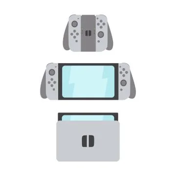 New portable gaming system with switching parts. Stock Illustration
