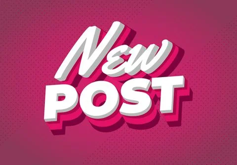 New post. Modern pink and white 3D text on gradient background Stock Illustration