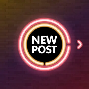 New post neon text. for video blog, vlogging, social media content. Vector il 스톡 일러스트