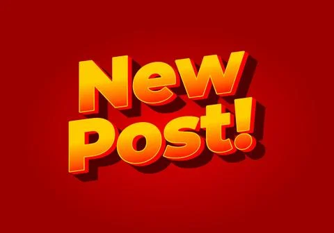 New post. Text effect in yellow red color. Red background Stock Illustration