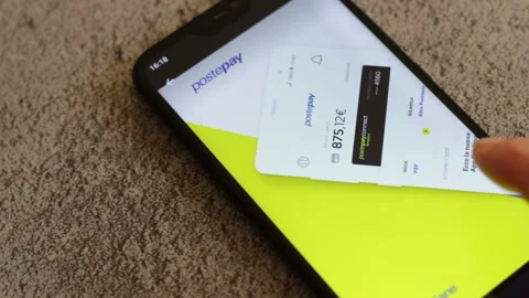 New Postepay application by Poste Italiane from the Google Play Store Stock-Footage 147350481