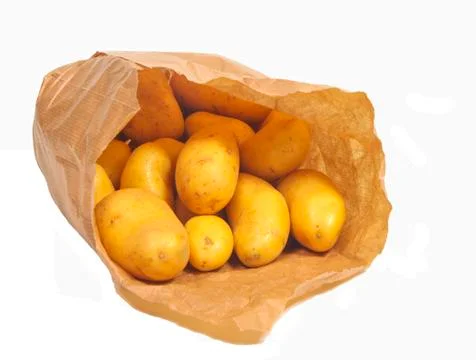 New potatoes in a bag Stock Photos