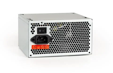 New power supply unit with On Off switch and power cord socket isolated. Foto stock