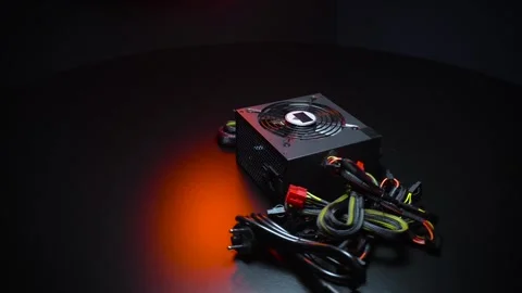 A new powerful computer power supply Vídeos de archivo 304489340