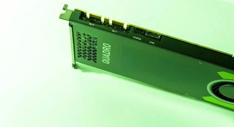 New powerful Nvidia Quadro RTX video gpu card with all connection for dual ai Stockfoto's