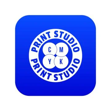 New print studio icon blue vector Ilustración de archivo