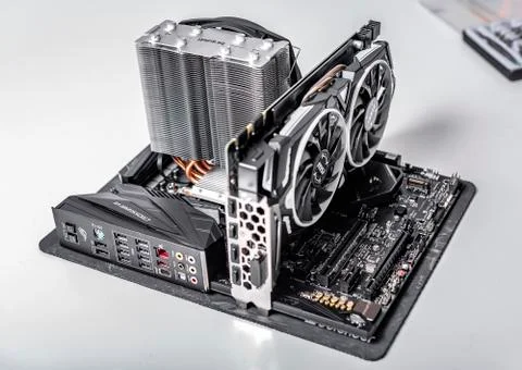 New processor Ryzen 7 2700X and computer motherboard Asus rog crosshair vii hero Stock Photos