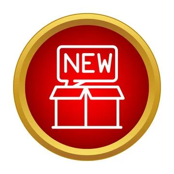New product arrival notification in open box icon Stock Illustration