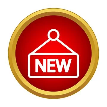 New product arrival red button badge icon Stock Illustration