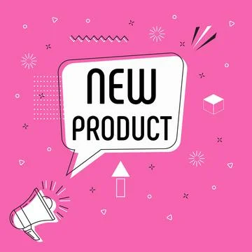 New product bubble vector on bright pink background. Comic speech bubble. Stock Illustration
