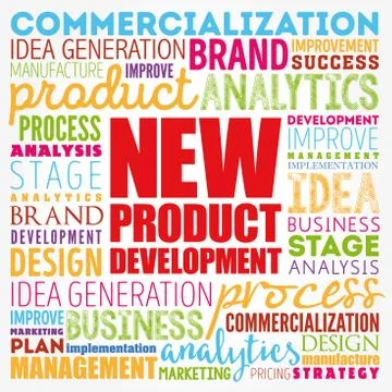 New product development word cloud collage, business concept background Stock Illustration