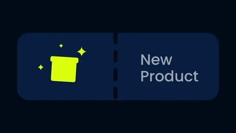 New Product Feature Button with Yellow Sparkle Box Icon Stock Footage 334471382