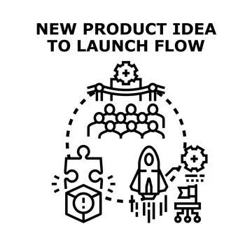 New product idea to launch flow process 스톡 일러스트