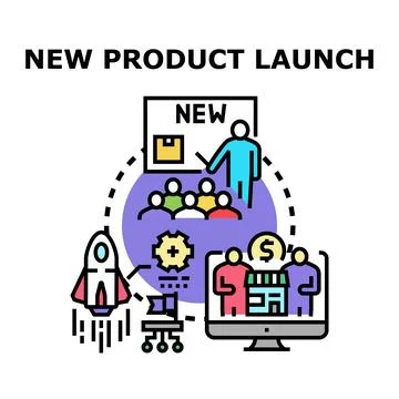 New product launch strategy developing business project Stock Illustration