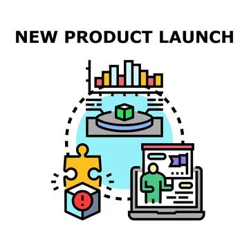 New product launch strategy development and promotion campaign Illustrazione stock