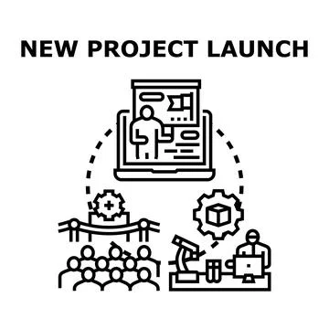 New product project launch presentation and development Stock Illustration