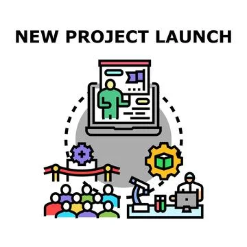 New product project launch presentation and development Stock Illustration