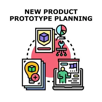 New product prototype planning, development and creation process Illustrazione stock