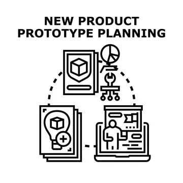 New product prototype planning, development and creation process Illustrazione stock