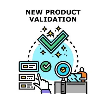 New product validation process completing quality control analysis Stock Illustration