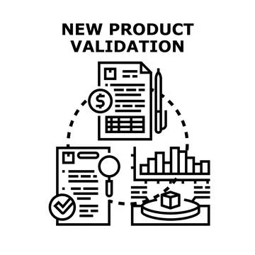 New product validation process illustrating quality control and analysis Stock Illustration