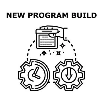 New program building, development, schedule, and deployment concept 库存插图