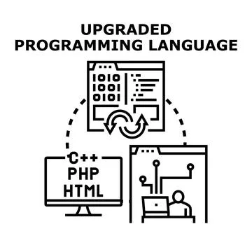 New programming language development and coding process Stockillustratie