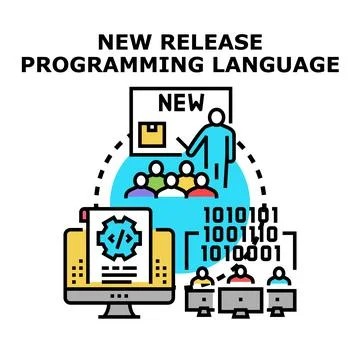 New programming language release development and training 库存插图