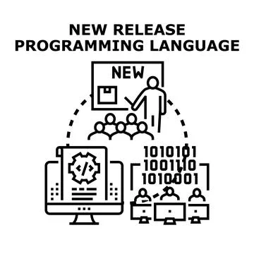 New programming language release development and training 스톡 일러스트