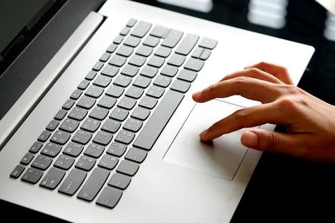 New project development The hand of a beautiful woman using the computer Sh.. Stock Photos