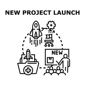 New project launch plan starting and developing idea Иллюстрация