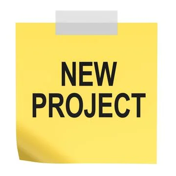 New Project, sticky note reminder. 3D rendering Illustrazione stock