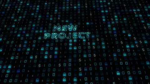 New project, text with microprocessor electronics texture, calculation methods Vídeo Stock 106860915