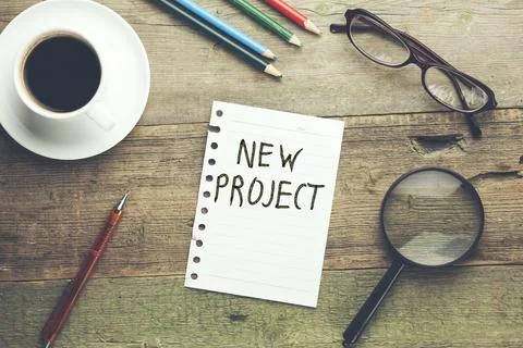 New Project text on paper Stock Photos