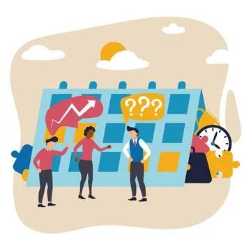 New project. Vector illustration. Young businessmen, co-workers in working Stockillustratie