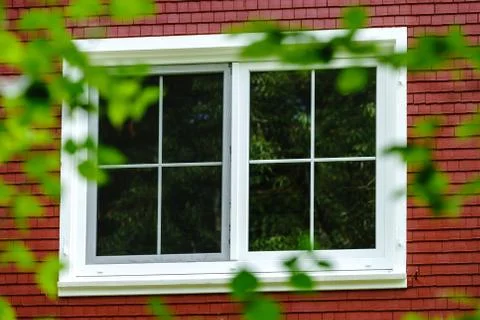 New pvc windows in classical german village house Stock-Fotos