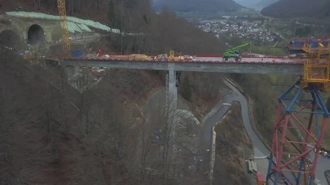 New railway bridge construction - Stuttgart 21, Aichelberg Stock Footage 115414264