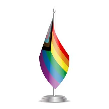 New rainbow coloured Progress pride flag on the desk Stock Illustration