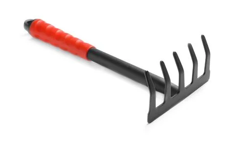 New rake on white background. Professional gardening tool 写真素材