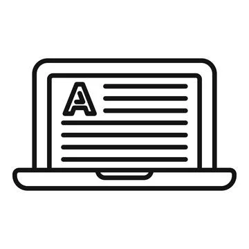 New reading article icon outline vector. Laptop screen Stock Illustration