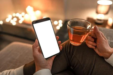 New reading technology using smartphone to enjoying preferred ebook: close up Stock Photos