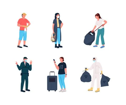 New reality flat color vector faceless character set Illustrazione stock